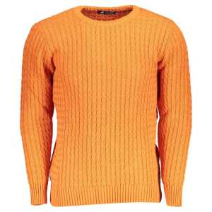 U.S. Grand Polo Elegant Twisted Crew Neck Orange Sweater