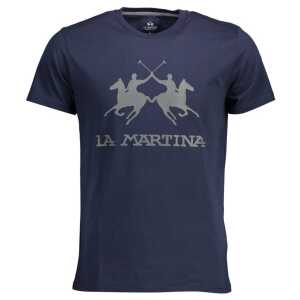 La Martina Chic Crew Neck Cotton Tee in Blue
