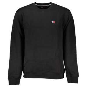 Tommy Hilfiger Sleek Black Cotton Crew Neck Sweatshirt