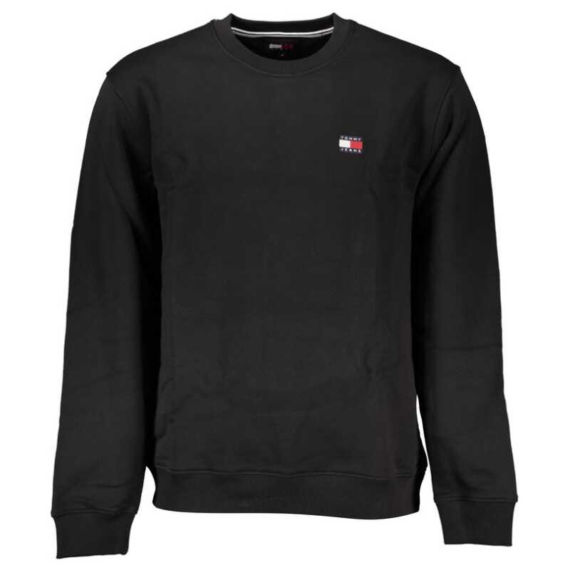 Tommy Hilfiger Sleek Black Cotton Crew Neck Sweatshirt, theFeinheit