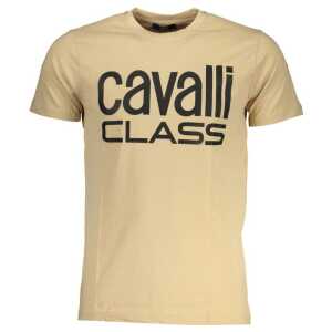 Cavalli Class Beige Cotton T-Shirt