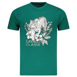 Cavalli Class Green Cotton Men T-Shirt