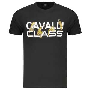 Cavalli Class Black Cotton Men T-Shirt