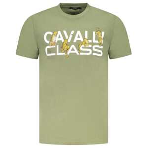 Cavalli Class Green Cotton Men T-Shirt