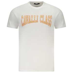 Cavalli Class White Cotton Men T-Shirt