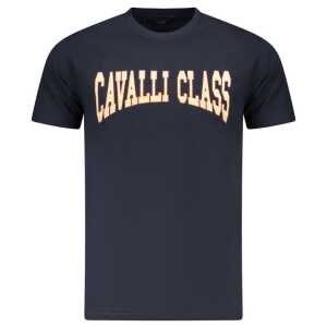 Cavalli Class Blue Cotton Men T-Shirt