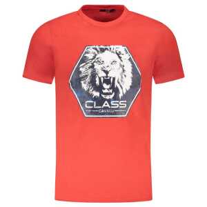 Cavalli Class Red Cotton Men T-Shirt