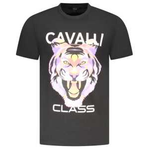 Cavalli Class Black Cotton Men T-Shirt