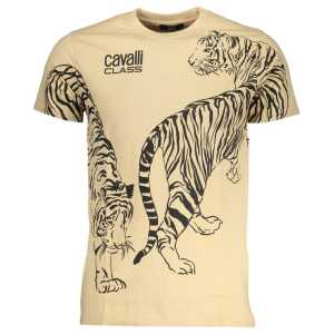 Cavalli Class Beige Cotton T-Shirt