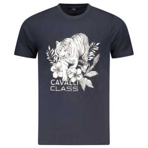 Cavalli Class Blue Cotton Men T-Shirt