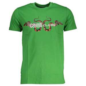 Cavalli Class Green Cotton T-Shirt