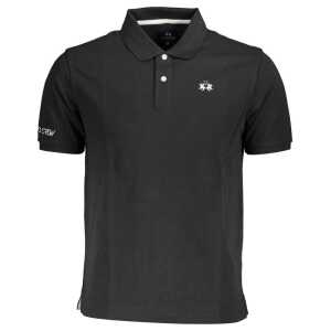 La Martina Black Cotton Men Polo Shirt