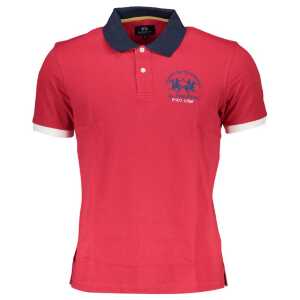 La Martina Red Cotton Men Polo