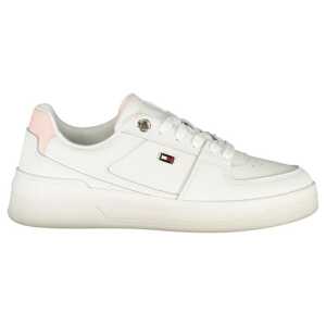 Tommy Hilfiger Elegant White Lace-Up Sneakers with Contrast Detail