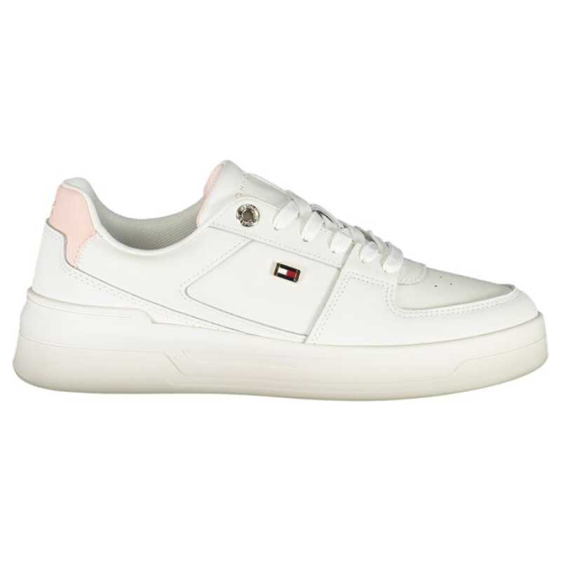 Tommy Hilfiger Elegant White Lace-Up Sneakers with Contrast Detail, theFeinheit