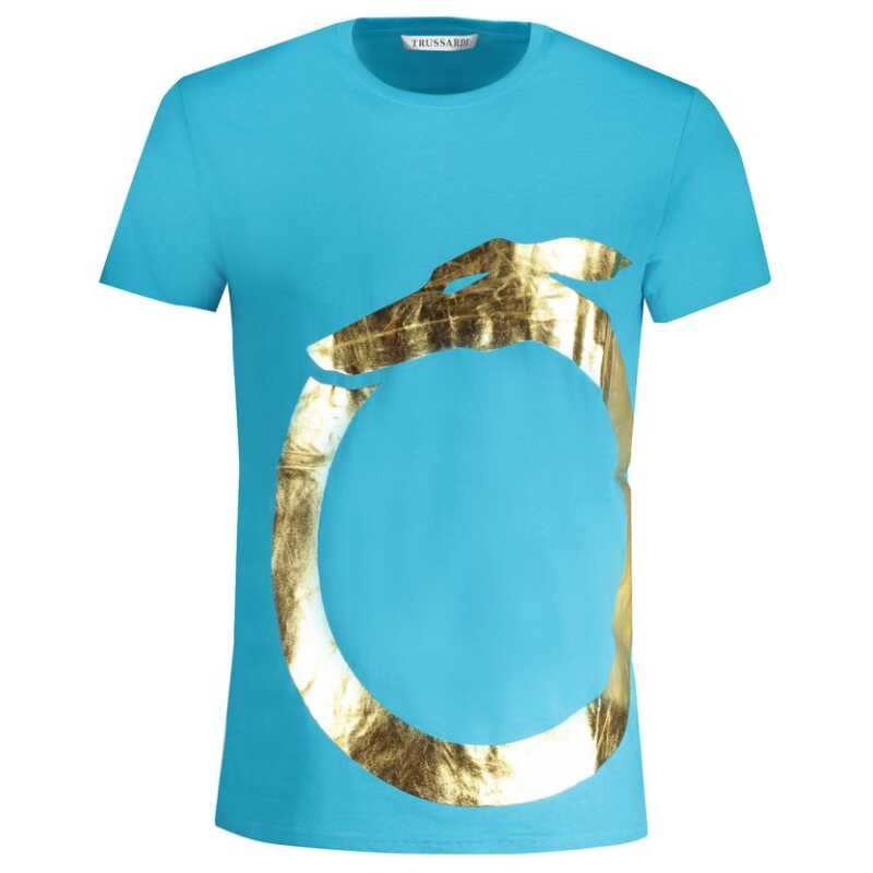 Trussardi Light Blue Cotton Men T-Shirt, theFeinheit
