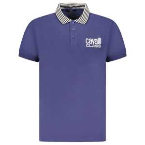 Cavalli Class Blue Cotton Men Polo Shirt