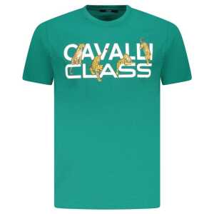 Cavalli Class Green Cotton Men T-Shirt