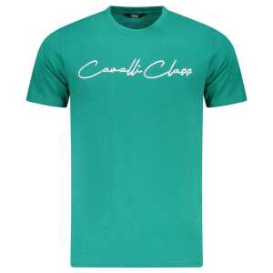 Cavalli Class Green Cotton Men T-Shirt