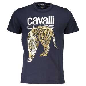 Cavalli Class Blue Cotton Men T-Shirt