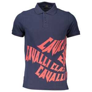 Cavalli Class Blue Cotton Men Polo Shirt