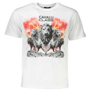 Cavalli Class White Cotton Men T-Shirt