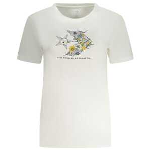 Converse White Cotton Women T-Shirt