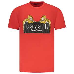 Cavalli Class Red Cotton Men T-Shirt