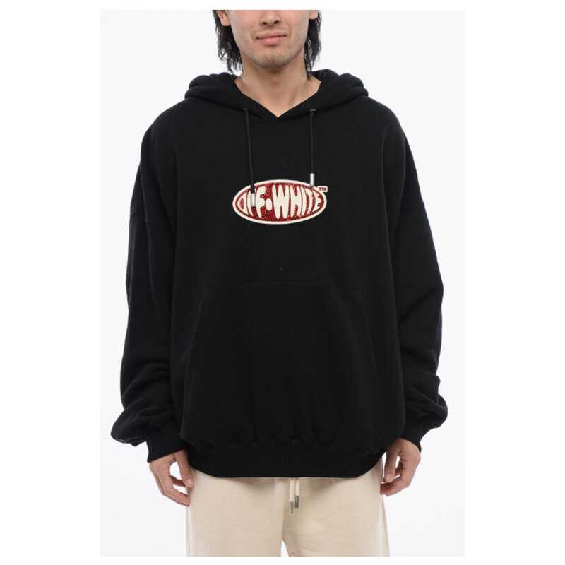 Off-White Oversize-Fit Hoodie With Rhinestoned Logo, theFeinheit