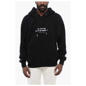 Off-White Cotton QUOTE NUMBER SKATE Hoodie with Contrast Print