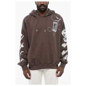 Off-White Printed Hoodie with Patch Pocket