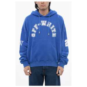 Off-White Brushed Cotton FOOTBALL Printed Hoodie