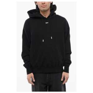 Off-White Brushed Cotton ARROW Embroidered Hoodie