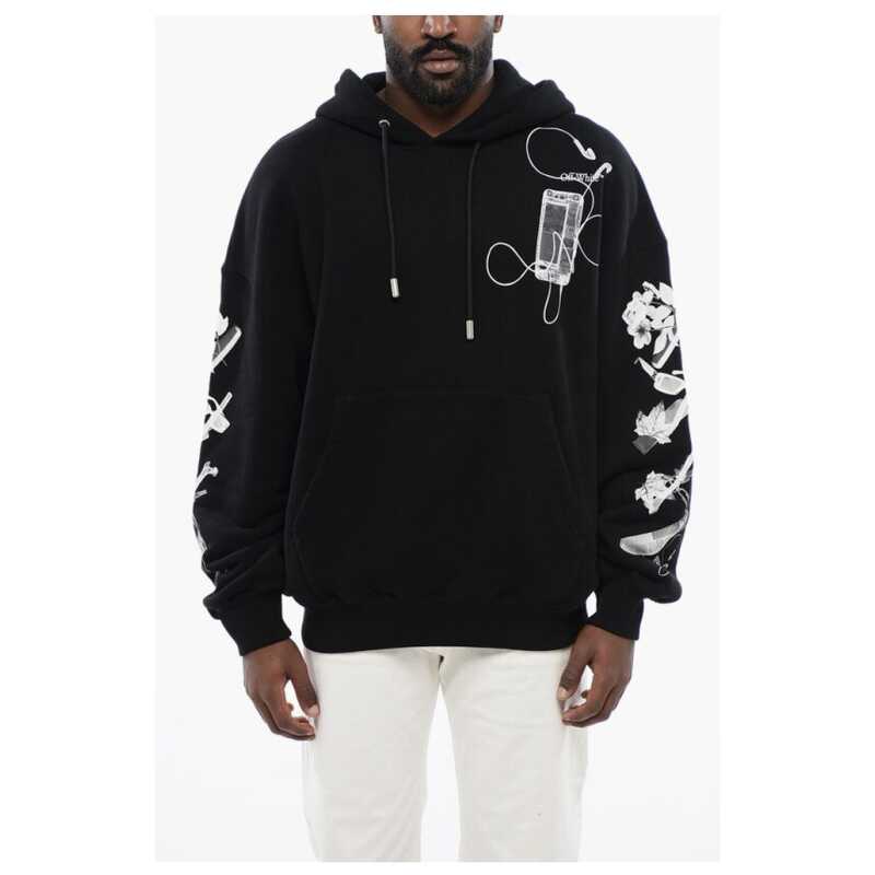 Off-White Printed Hoodie with Patch Pocket, theFeinheit