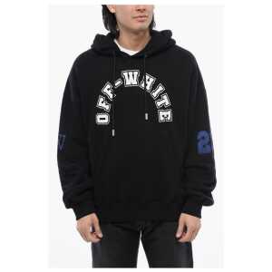 Off-White Brushed Cotton FOOTBALL Printed Hoodie