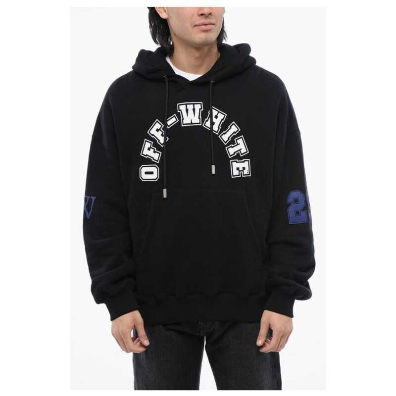 Off-White Brushed Cotton FOOTBALL Printed Hoodie, theFeinheit