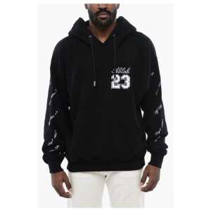 Off-White Embroidered Brushed Cotton Hoodie