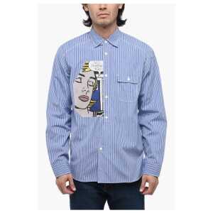 Junya Watanabe Striped Oversized Shirt with Pop Art Patch