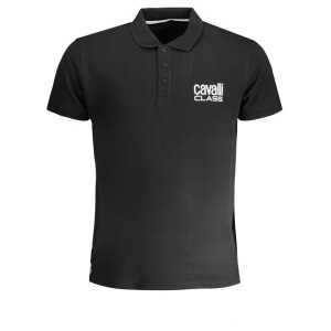 Cavalli Class Black Cotton Polo Shirt