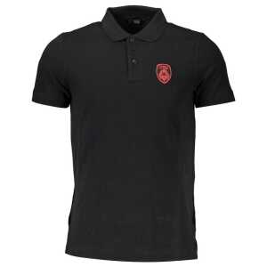 Cavalli Class Black Cotton Men Polo Shirt