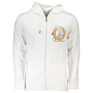 Cavalli Class White Cotton Mens Hooded Sweater