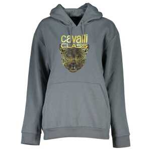 Cavalli Class Sleek Gray Fleece Hooded Sweatshirt