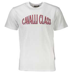 Cavalli Class White Cotton Men T-Shirt