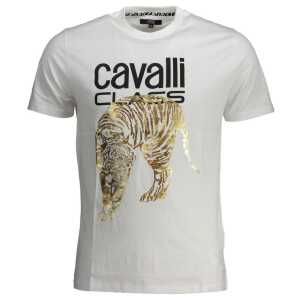 Cavalli Class White Cotton T-Shirt