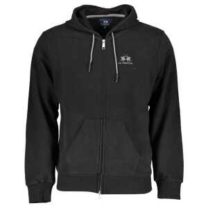 La Martina Sleek Hooded Cotton Sweatshirt in Black