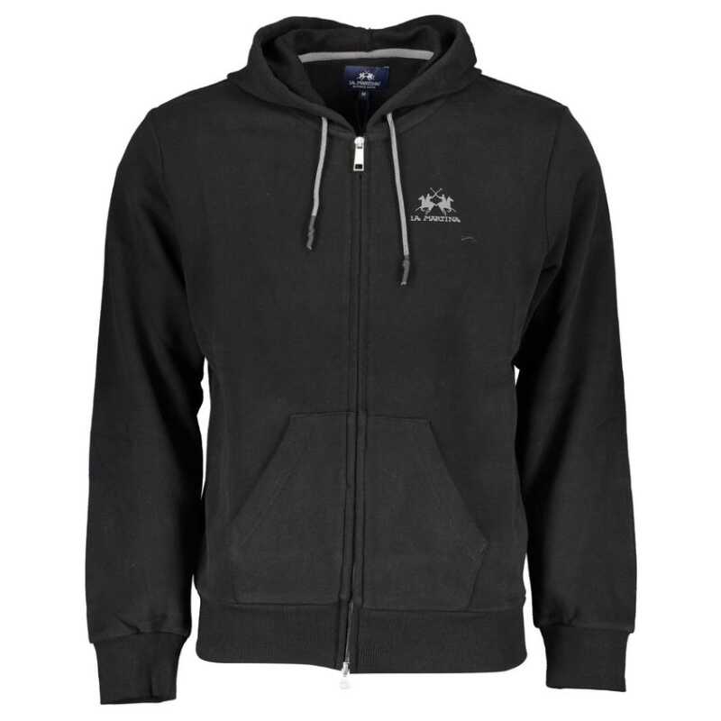 La Martina Sleek Hooded Cotton Sweatshirt in Black, theFeinheit