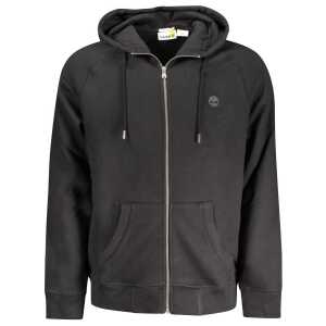 Timberland Black Cotton Mens Sweater with Central Pockets and Zip