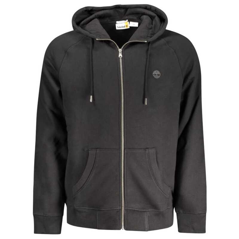 Timberland Black Cotton Mens Sweater with Central Pockets and Zip, theFeinheit