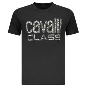 Cavalli Class Black Cotton Men T-Shirt