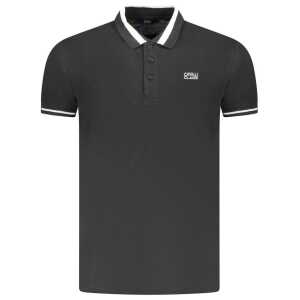 Cavalli Class Black Cotton Men Polo Shirt